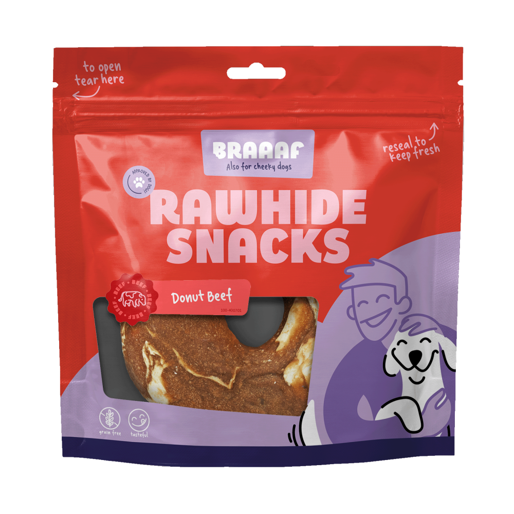 Braaaf Os à Mâcher Donut Bœuf & Poisson 1 st - Friandises pour Chien