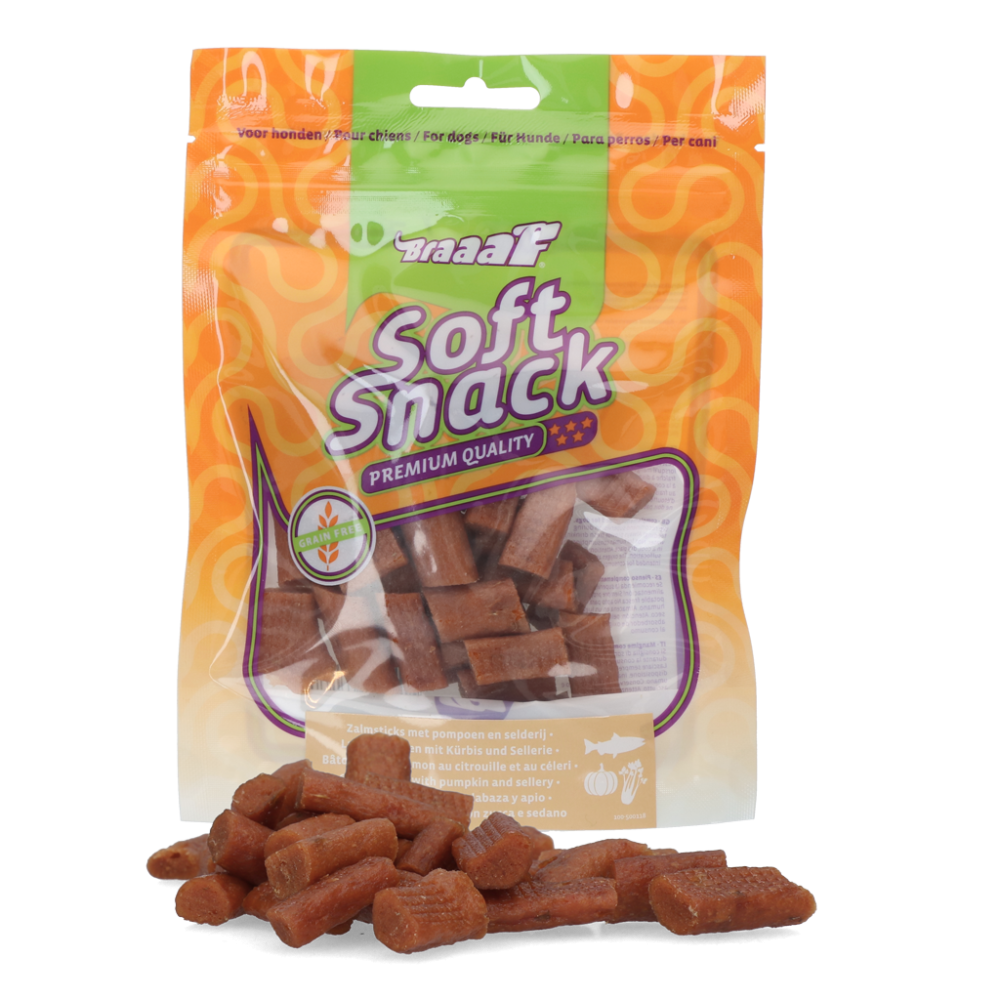 Délicieuses friandises pour chien au saumon, citrouille et céleri - Braaaf