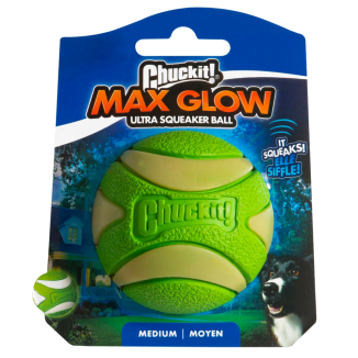 Bal Chuckit! Max Glow Ultra Squeaker M - Jouet lumineux pour chien