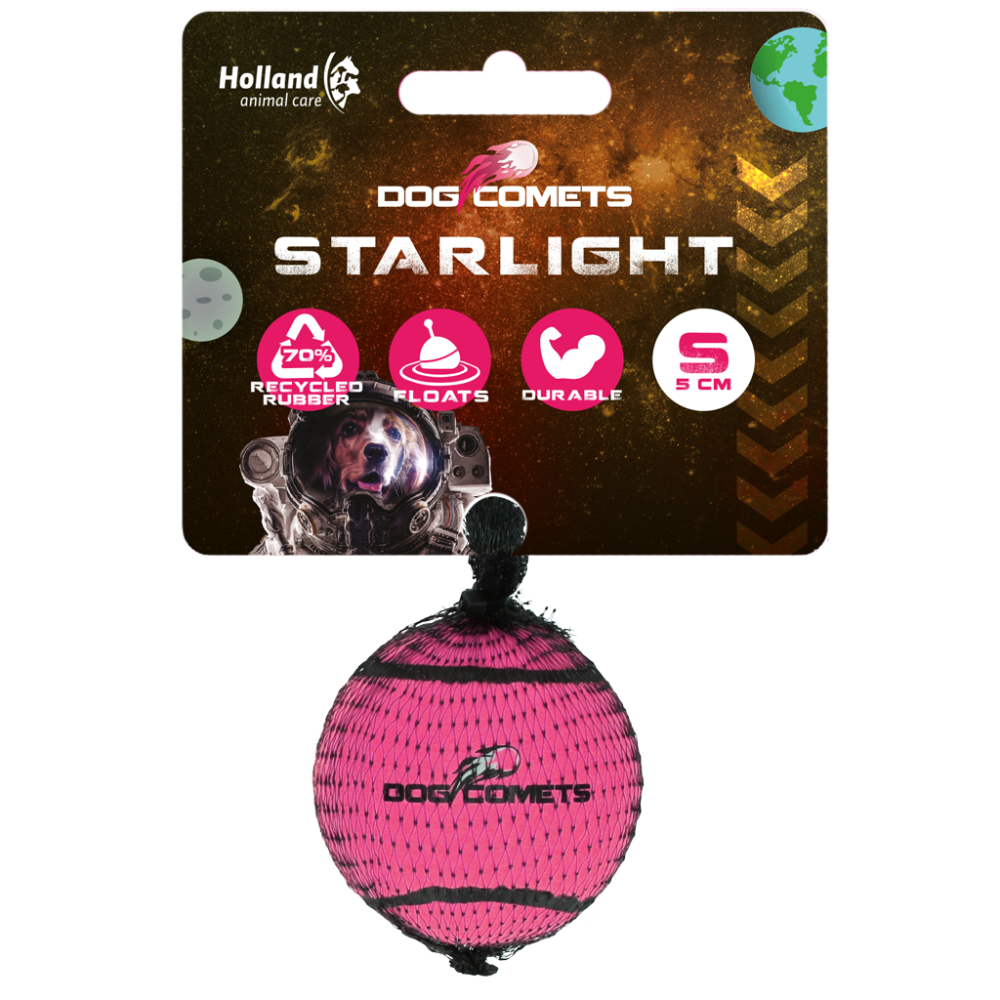 Balle de tennis Dog Comets Starlight S Rose - Jouet pour Chien