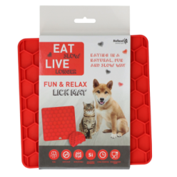 Tapis à Léchouiller Eat Slow Live Longer Rouge - Idéal pour Chien