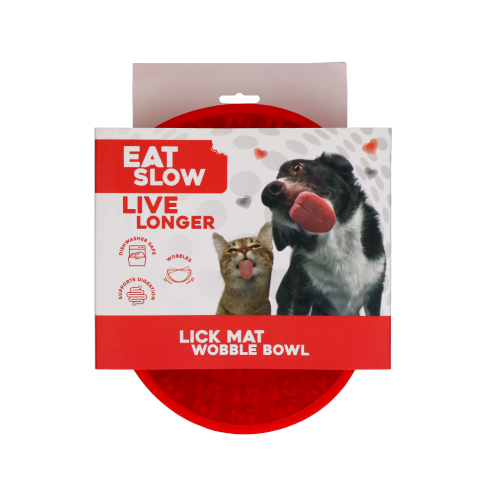 Tapis anti-glouton pour chien Eat Slow Live Longer - Rouge