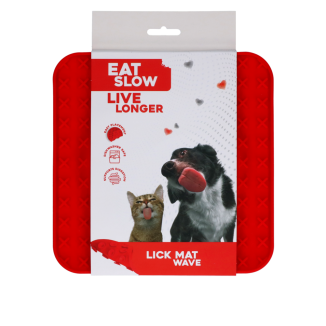 Tapis à Laper Eat Slow Live Longer Wave Rouge 2.7x19.8x21.8 cm