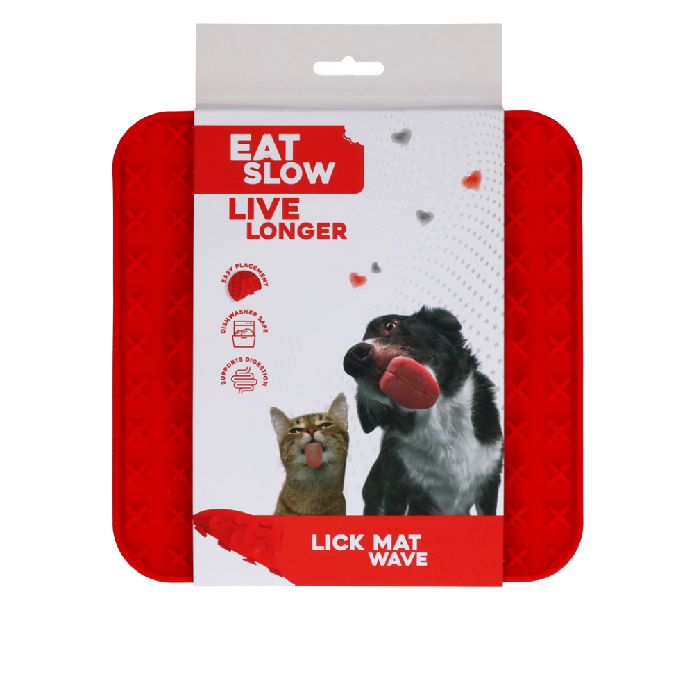 Tapis à Laper Eat Slow Live Longer Wave Rouge 2.7x19.8x21.8 cm