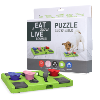 Puzzle Rectangle Eat Slow Live Longer 26x25x5 cm - Chien