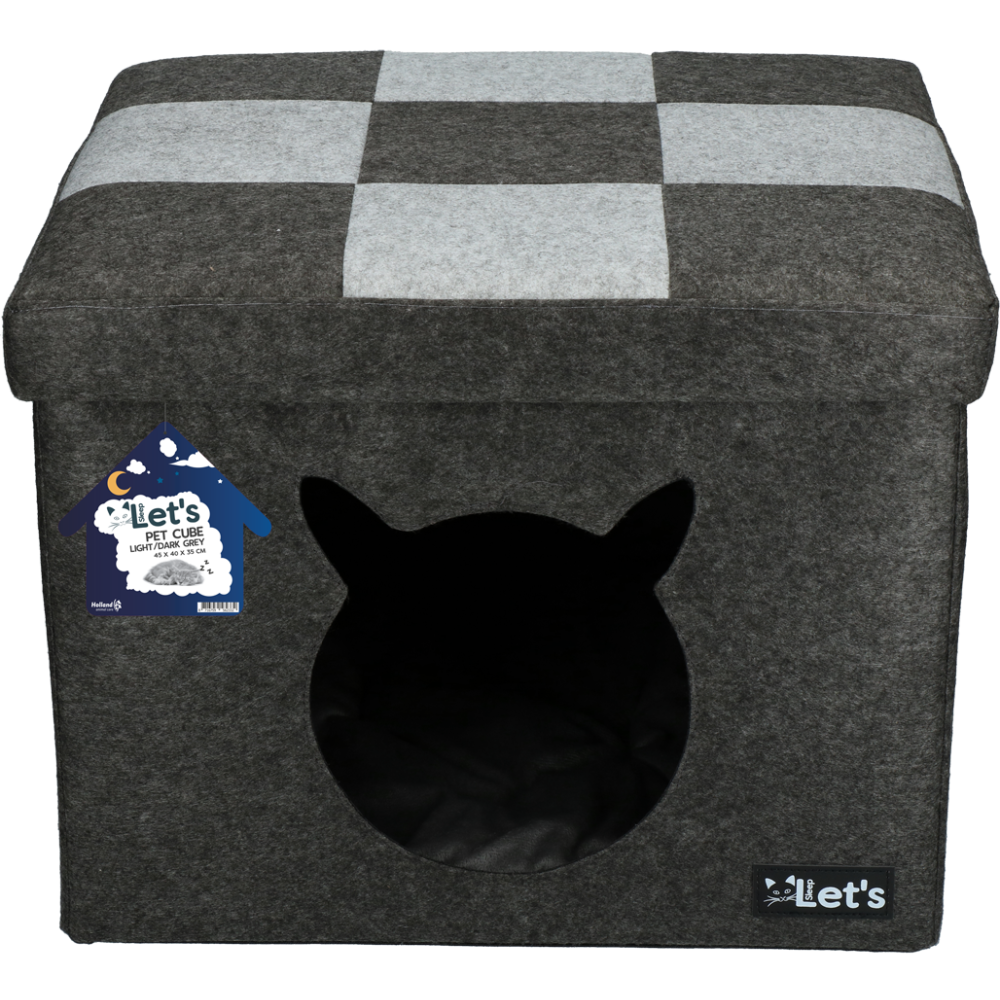 Dormons Pet Cube Clair/Gris Foncé - Confort pour votre chat, Marque Let's Sleep