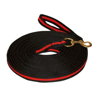 Fouet de longe lux noir 8m avec mousqueton - Rouge