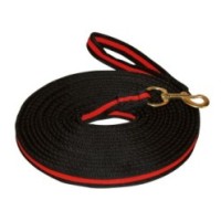 Fouet de longe lux noir 8m avec mousqueton - Rouge
