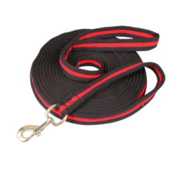 Fouet de longe lux noir 8m avec mousqueton - Rouge