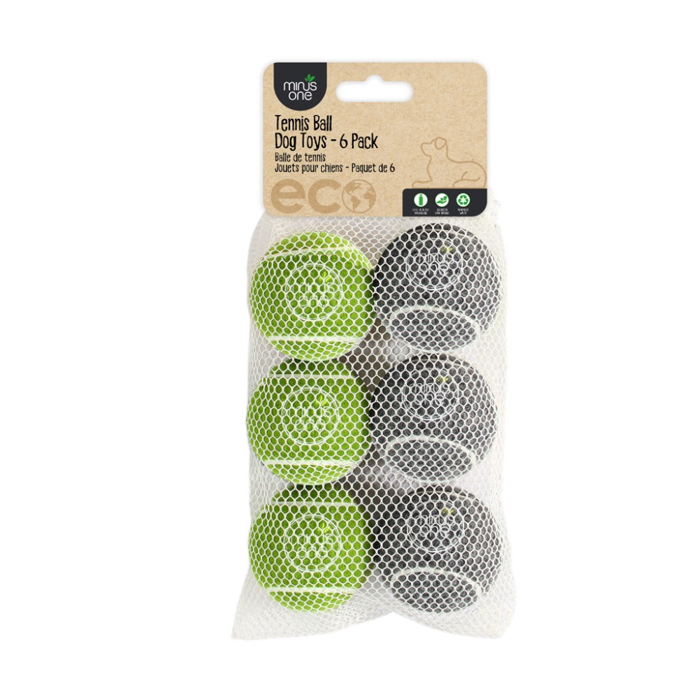Lot de 6 Balles de Tennis Rebondissantes pour Chien - Minus One