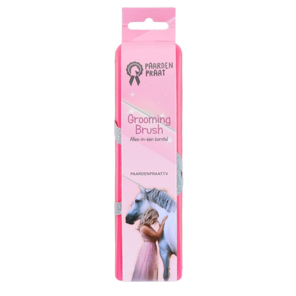 Brosse de Pansage Paardenpraat Rose M pour Cheval