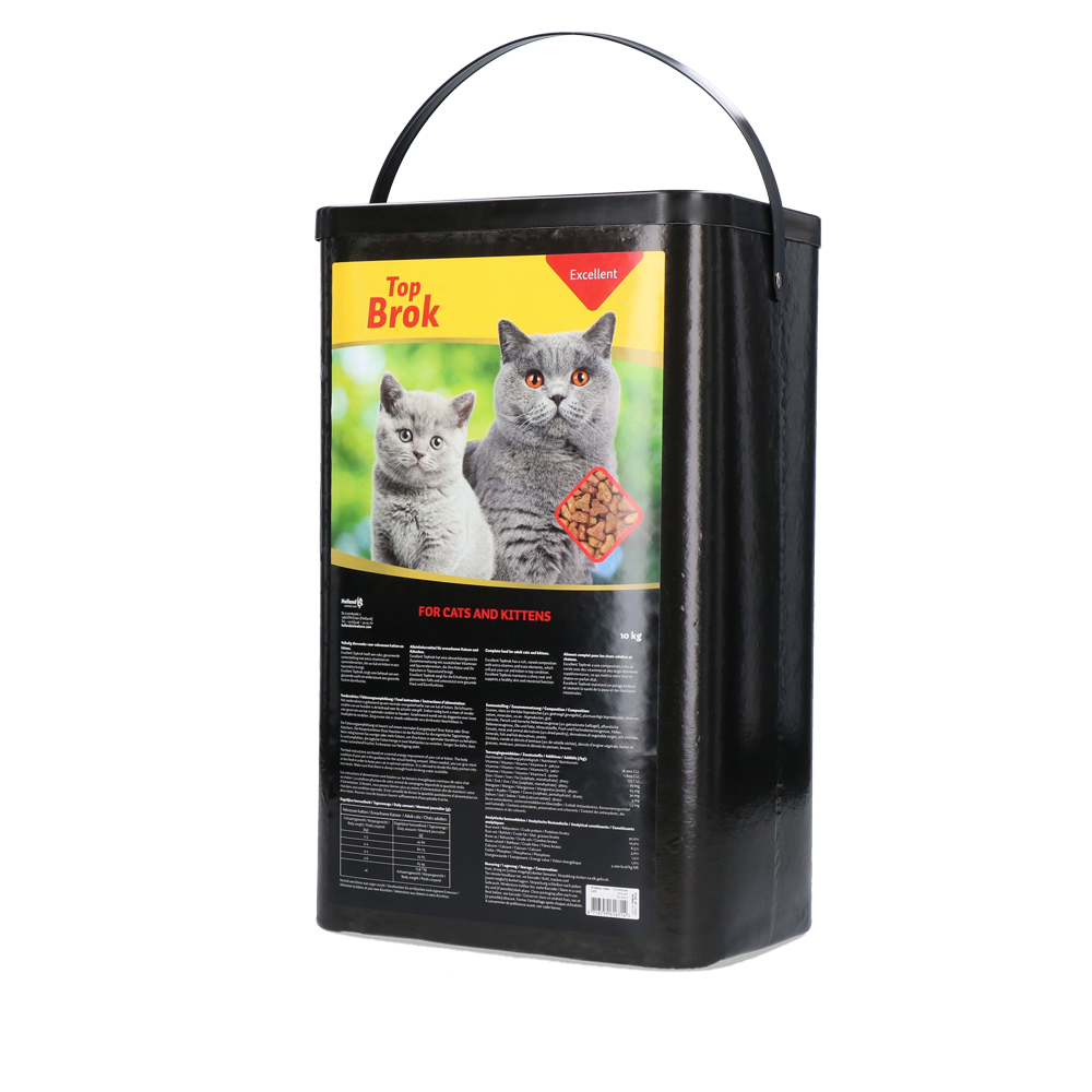 Croquettes Topbrok Excellent Chat et Chaton 10 kg - Qualité NL, Format 28x20x45 cm