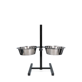 Gamelle et bol d'eau en acier inoxydable sur support en T - Pratique pour chiens