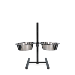 Gamelle et bol d'eau en acier inoxydable sur support en T - Pratique pour chiens
