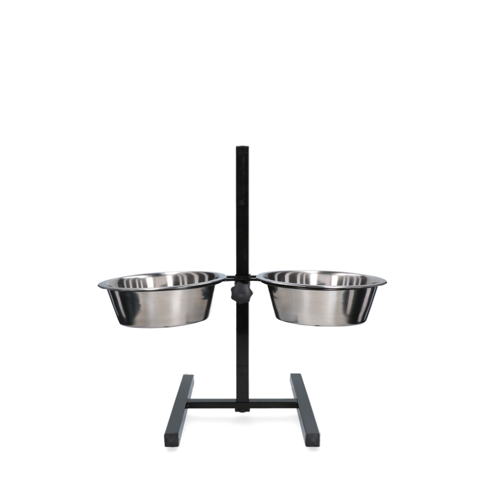 Gamelle et bol d'eau en acier inoxydable sur support en T - Pratique pour chiens