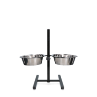 Gamelle et bol d'eau en acier inoxydable sur support en T - Pratique pour chiens