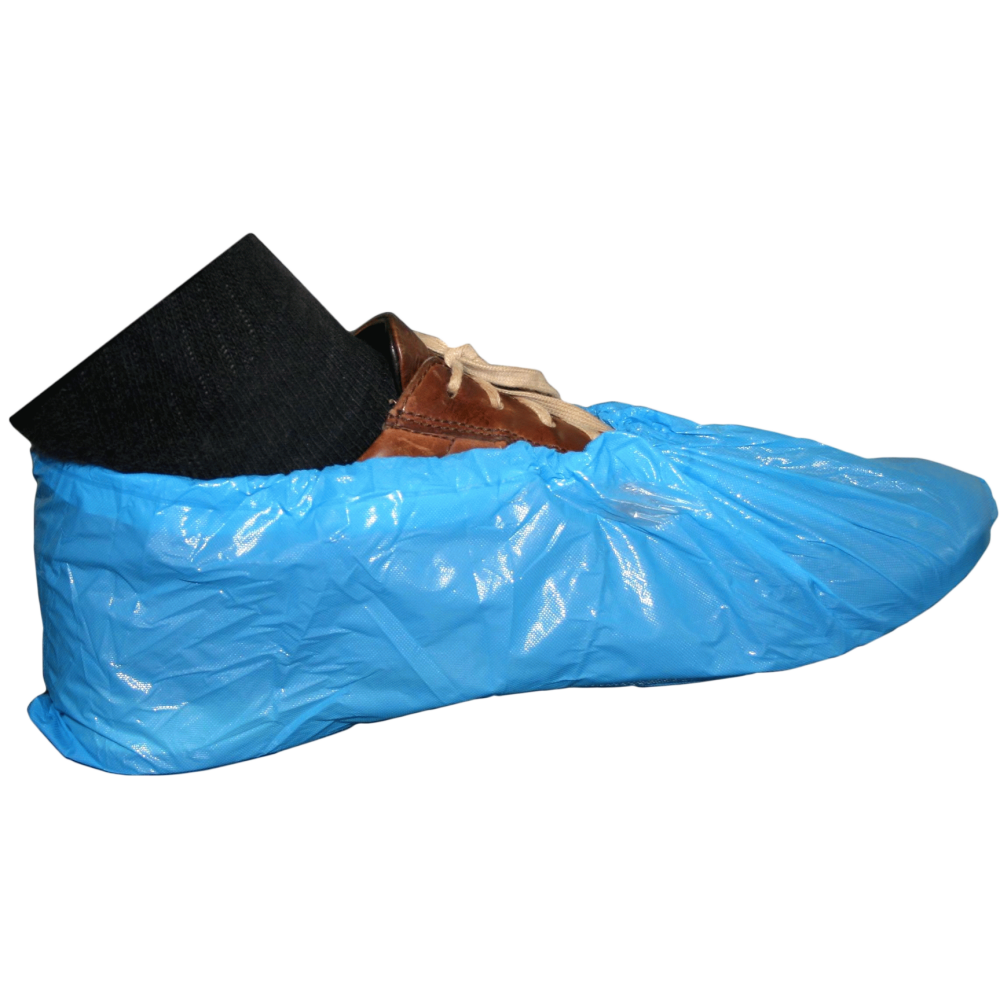 Couvre-chaussures jetables bleus en CPE - Lot de 50 paires