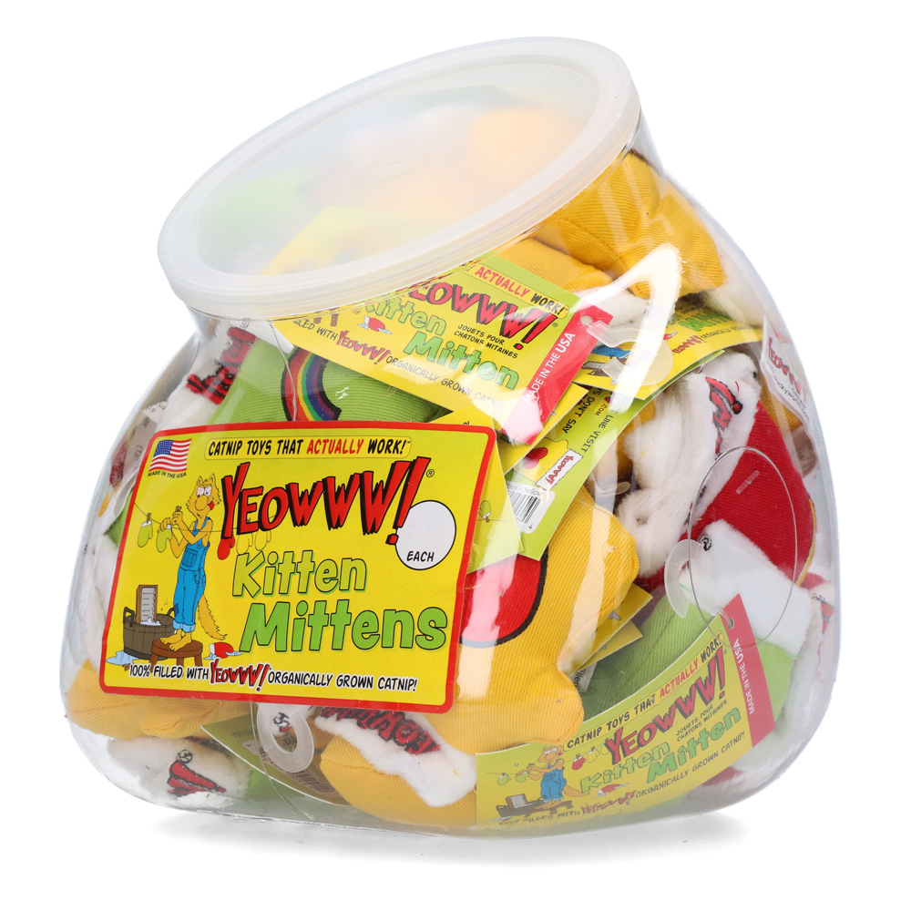 Yeowww! Pot avec 30 moufles pour chatons - Jouet de qualité supérieure