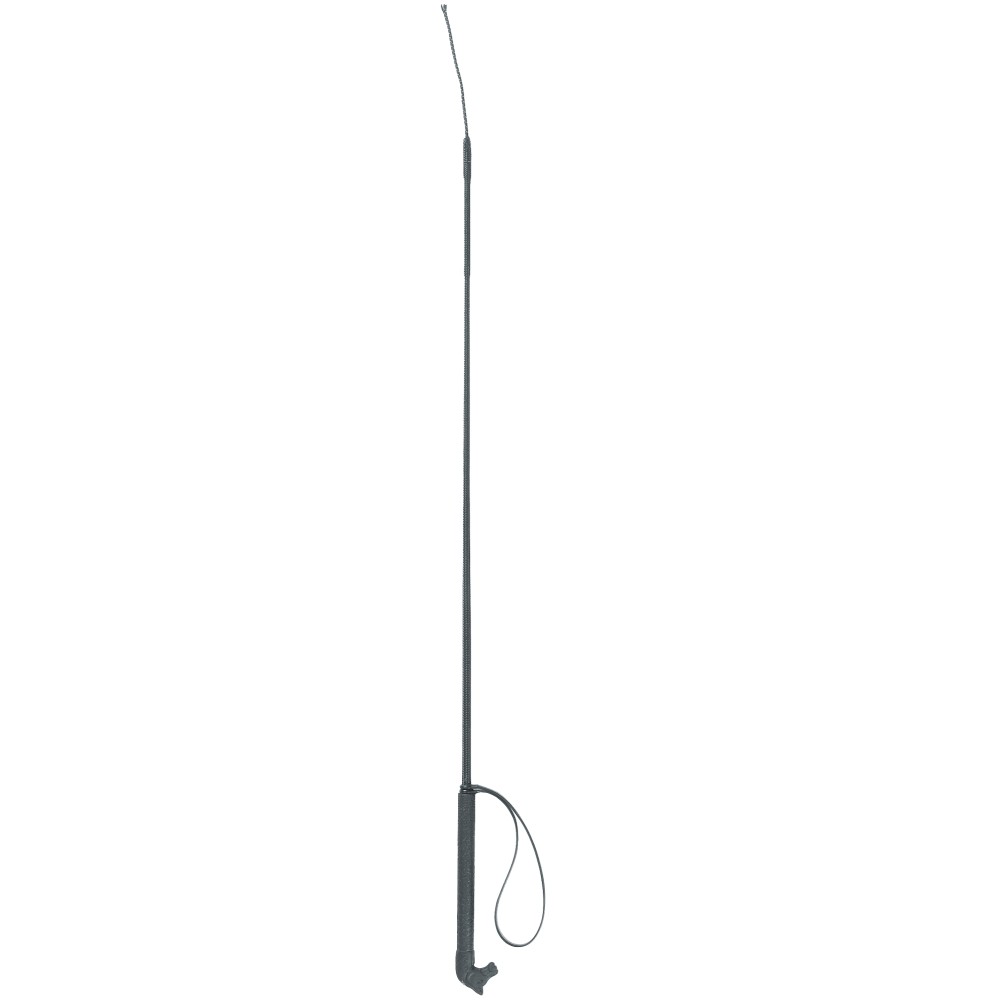Fouet d'équitation 90cm noir avec poignée en PVC en forme de tête de cheval