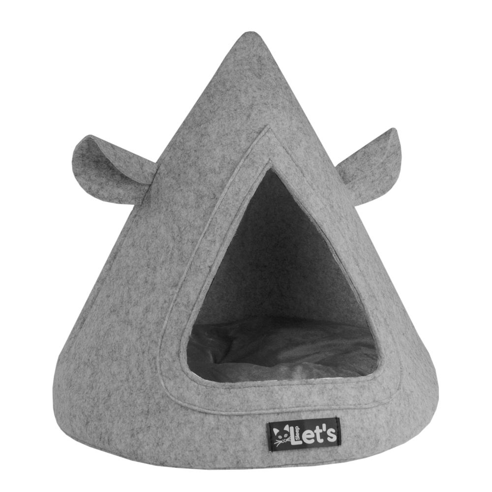 La tente de lit pour chat Let's Sleep Pet Cave TeePee Gris