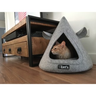 La tente de lit pour chat Let's Sleep Pet Cave TeePee Gris