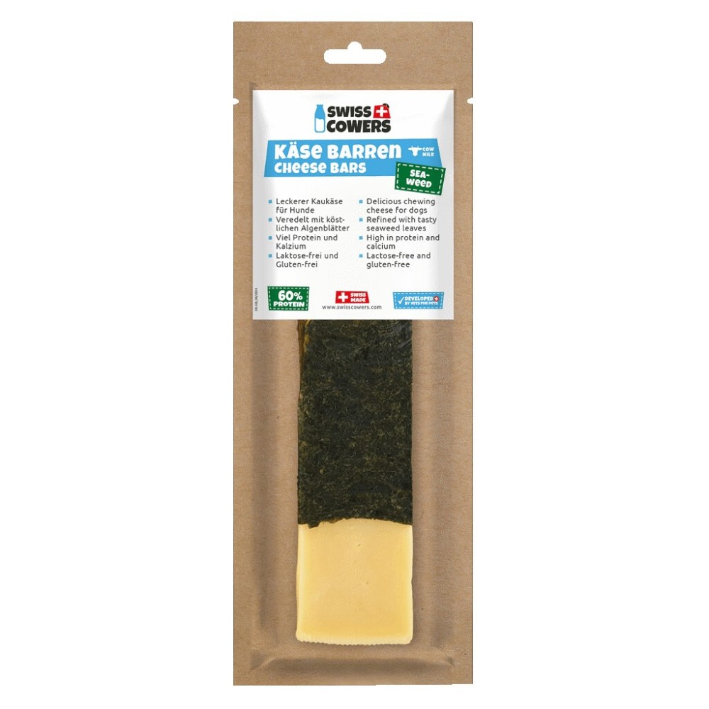 SwissCowers Barres Fromage Algues - Friandise Mastication Oméga Chien