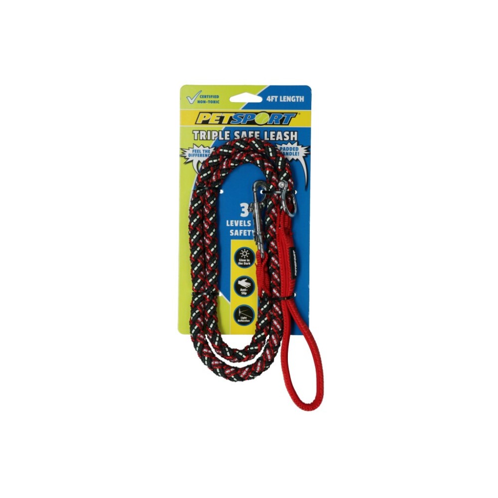 Laisse Triple Sécurité Petsport Bleue 1.8m pour Chiens