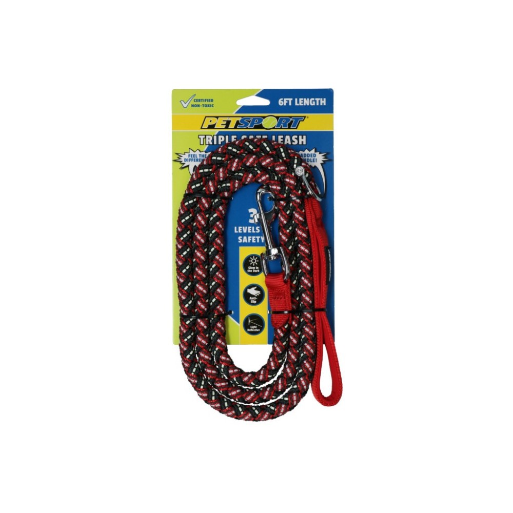 Laisse Triple Sécurité Petsport Bleue 1.8m pour Chiens