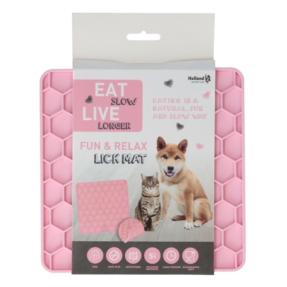 Tapis à Léchouiller Eat Slow Live Longer Rouge - Idéal pour Chien
