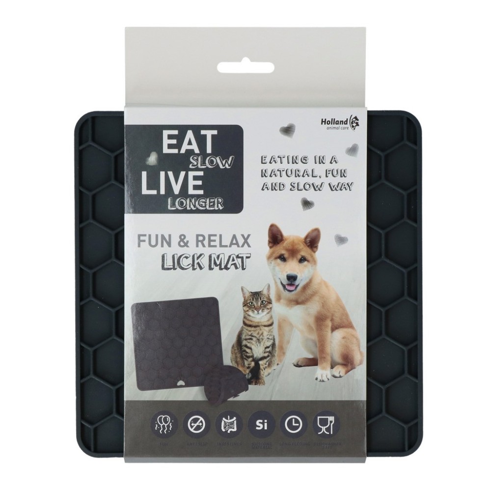 Tapis à Léchouiller Eat Slow Live Longer Rouge - Idéal pour Chien