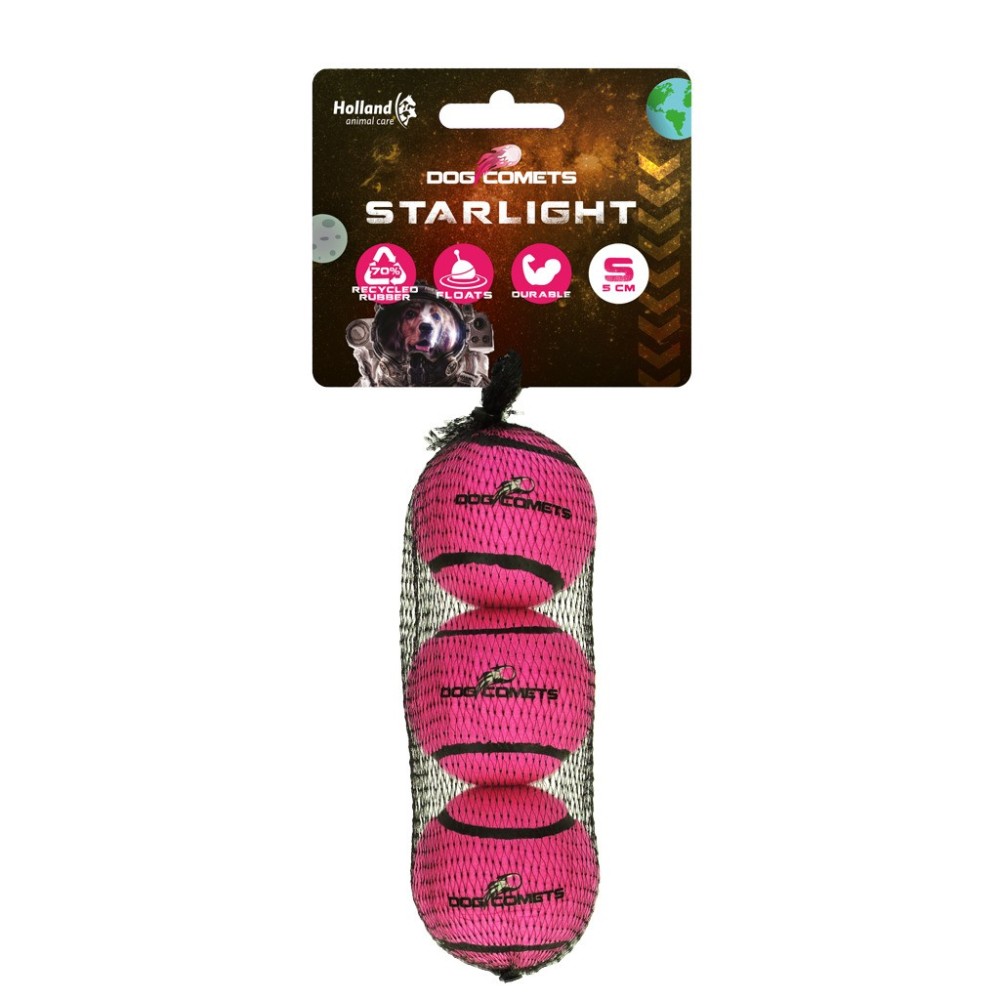 Balle de tennis Dog Comets Starlight S Rose - Jouet pour Chien