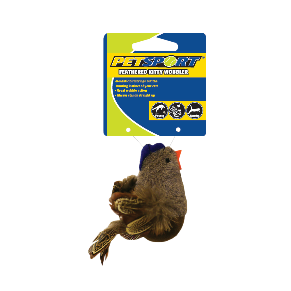 Petsport Kitty Feathered Wobbler - Oiseau Culbuto Plumes Chat