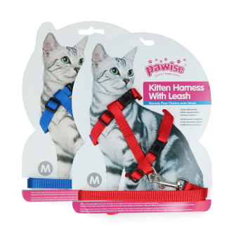 Harnais et Laisse Chatons Pawise Rouge/Bleu Taille S