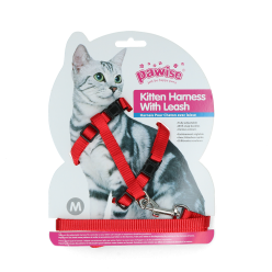 Harnais et Laisse Chatons Pawise Rouge/Bleu Taille S