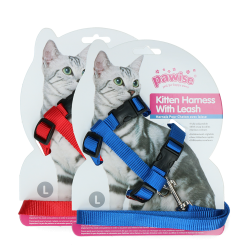 Harnais et Laisse Chatons Pawise Rouge/Bleu Taille S
