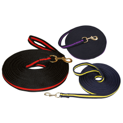 Fouet de longe lux noir 8m avec mousqueton