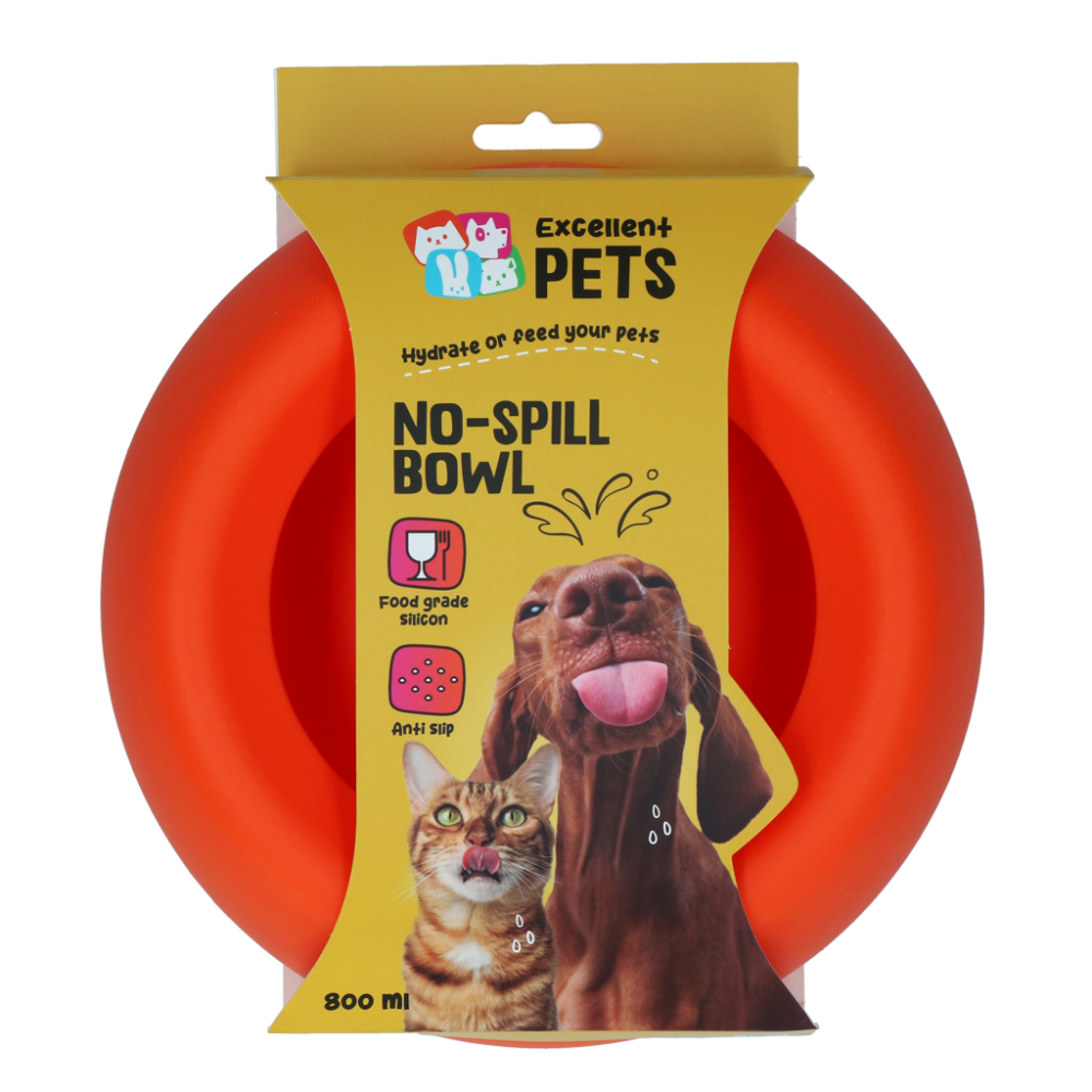 Excellent Pets No-Spill Bowl 800ml Orange M